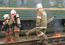 Пожар на железнодорожных путях рядом со станцией Одинцово