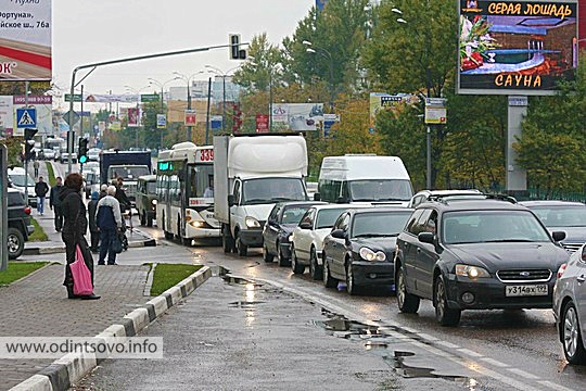 Пробка на Можайском шоссе в Одинцово