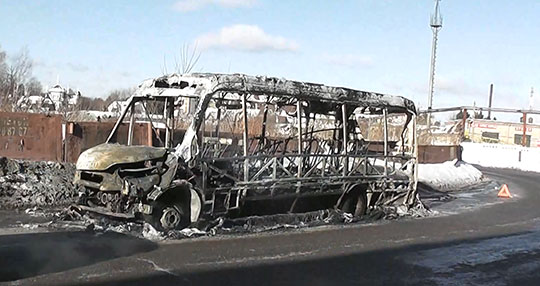 Автобус сгорел в Одинцово