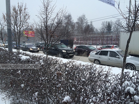 Снегопад в Одинцово, Пробки на Красногорском шоссе