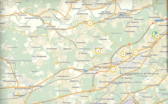 Карта акции «Наш Лес. Посади свое дерево» в Одинцовском районе