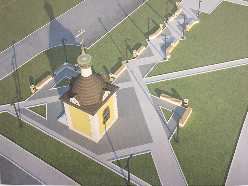 Модель размещения часовни на улице Советская в Голицыно, В Голицыно строят часовню на месте детской площадки