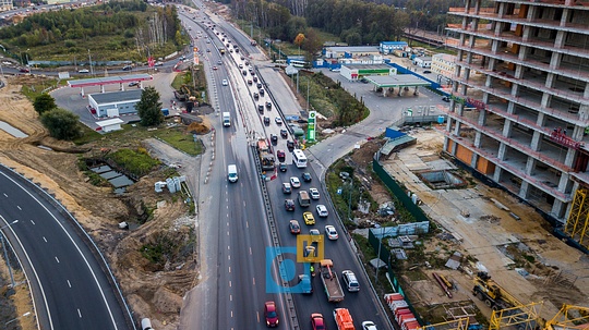Дорожники создали пробку на Минском шоссе от МКАДа до съезда в Одинцово, Дорожники создали пробку на Минском шоссе от МКАДа до съезда в Одинцово