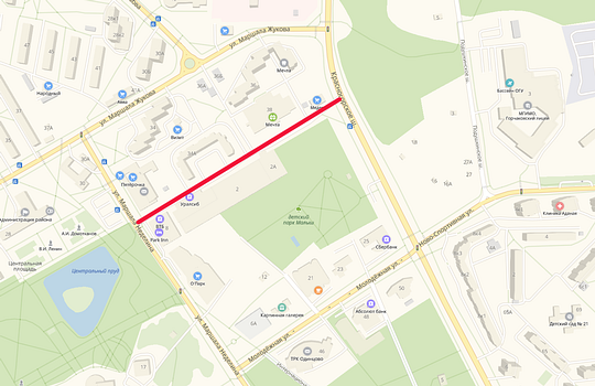 Проблемный участок улицы Маршала Неделина на карте, «Добродел» не видит факты для проверки