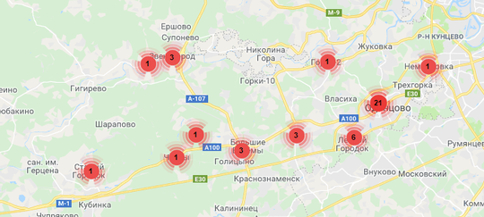 Карта нарушений на выборах депутатов Одинцовского округа, Апрель