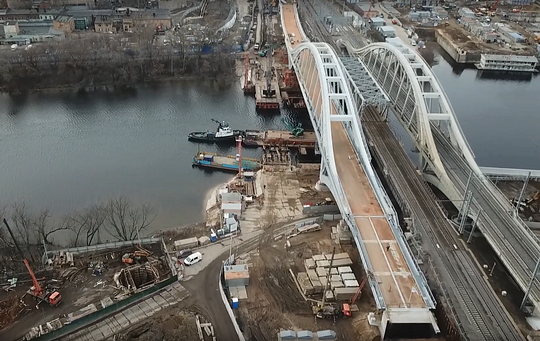 Строительство моста через Москву реку для МЦД-1 «Одинцово-Лобня», Январь, 