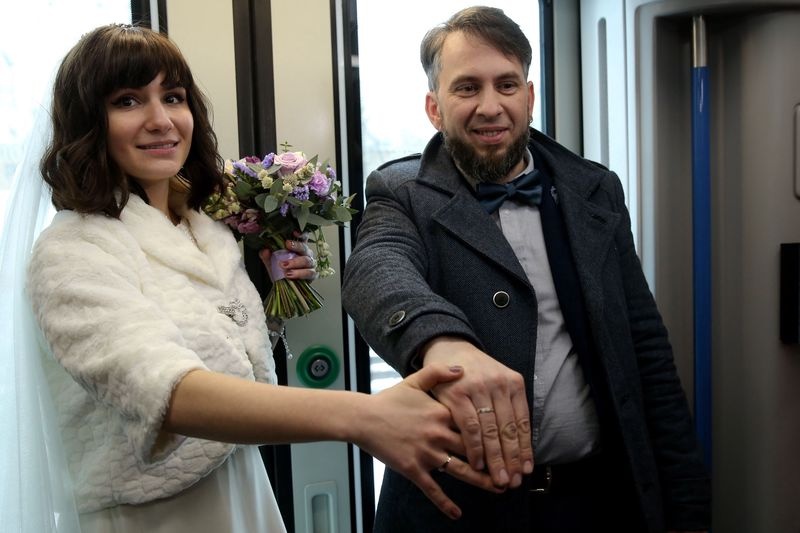 Алексей и Елена Салтыковы, Машинисты поженились в поезде МЦД-1 «Одинцово-Лобня»