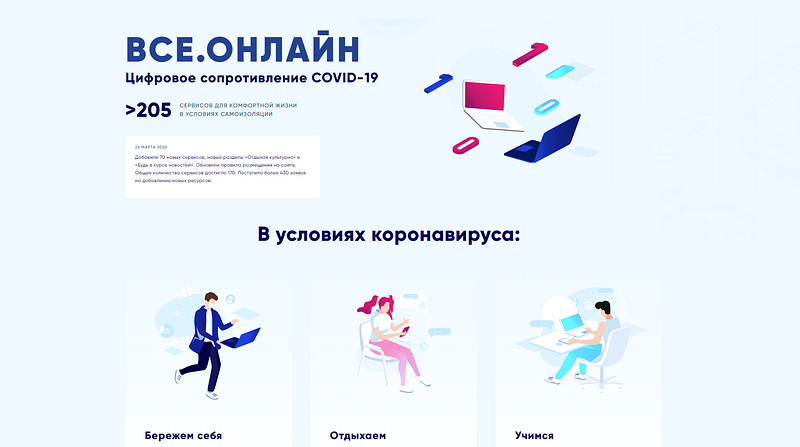 Портал все. онлайн, Минкомсвязь запустила порталы для оказавшихся в режиме изоляции