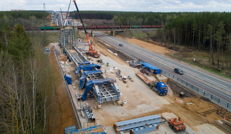 Строительные работы на Минском шоссе