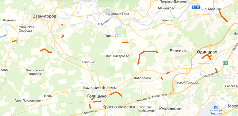Голосование по ремонту дорог в Одинцовском городском округе на 2021 год, карта на портале «Добродел», Июль