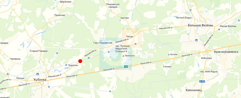 Переезд отмечен красным на карте, Ж/д переезд на 58 км Можайского шоссе закроют на три дня