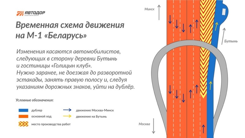 Временная схема движения на участке Минского шоссе, Март
