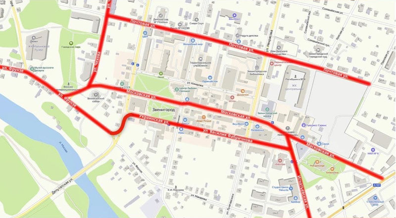 В августе и сентябре будет ограничена транспортная и пешеходная доступность центральных улиц Звенигорода, Август