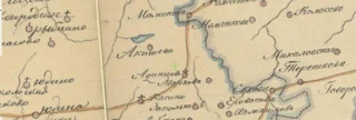 1830 г. Адинцово, Мамонова, Немчикова. Фрагмент карты Моск. губернии